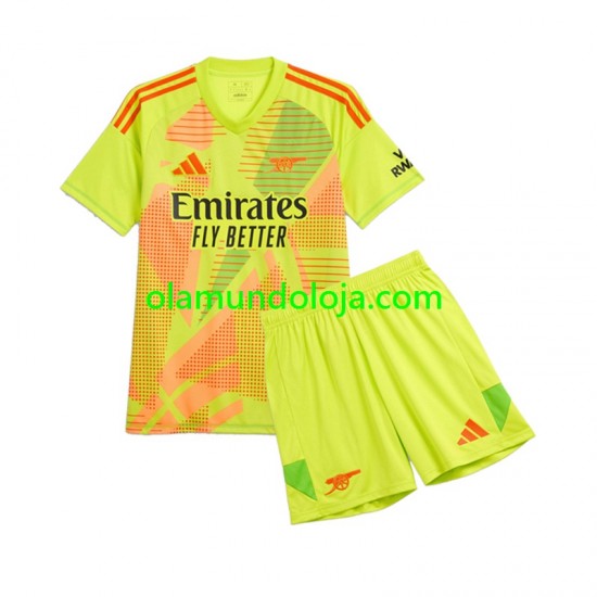 Camisola Arsenal Guarda-redes Criança Equipamento Primeiro 2024-2025 Manga Curta